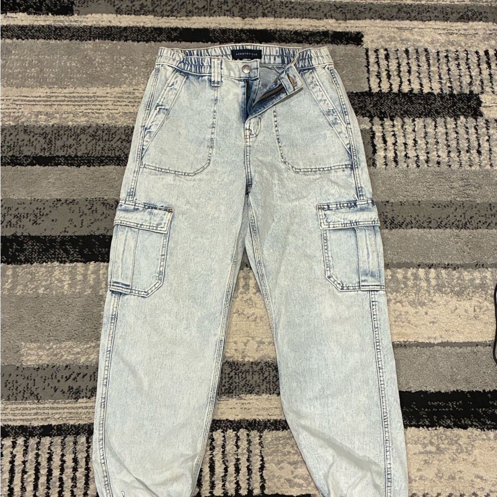Aeropostale Washed Denim Cargo Pants